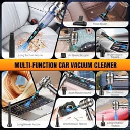 Mini Auto Stofzuiger 20000PA 4-in-1 Snoerloze Handheld Stofzuiger met Brushless Motor, Ingebouwde 6000mAh Batterij, Type C Opladen, Air Duster & Air Blower & Pomp voor Auto, Kantoor en Huis — thumbnail 3