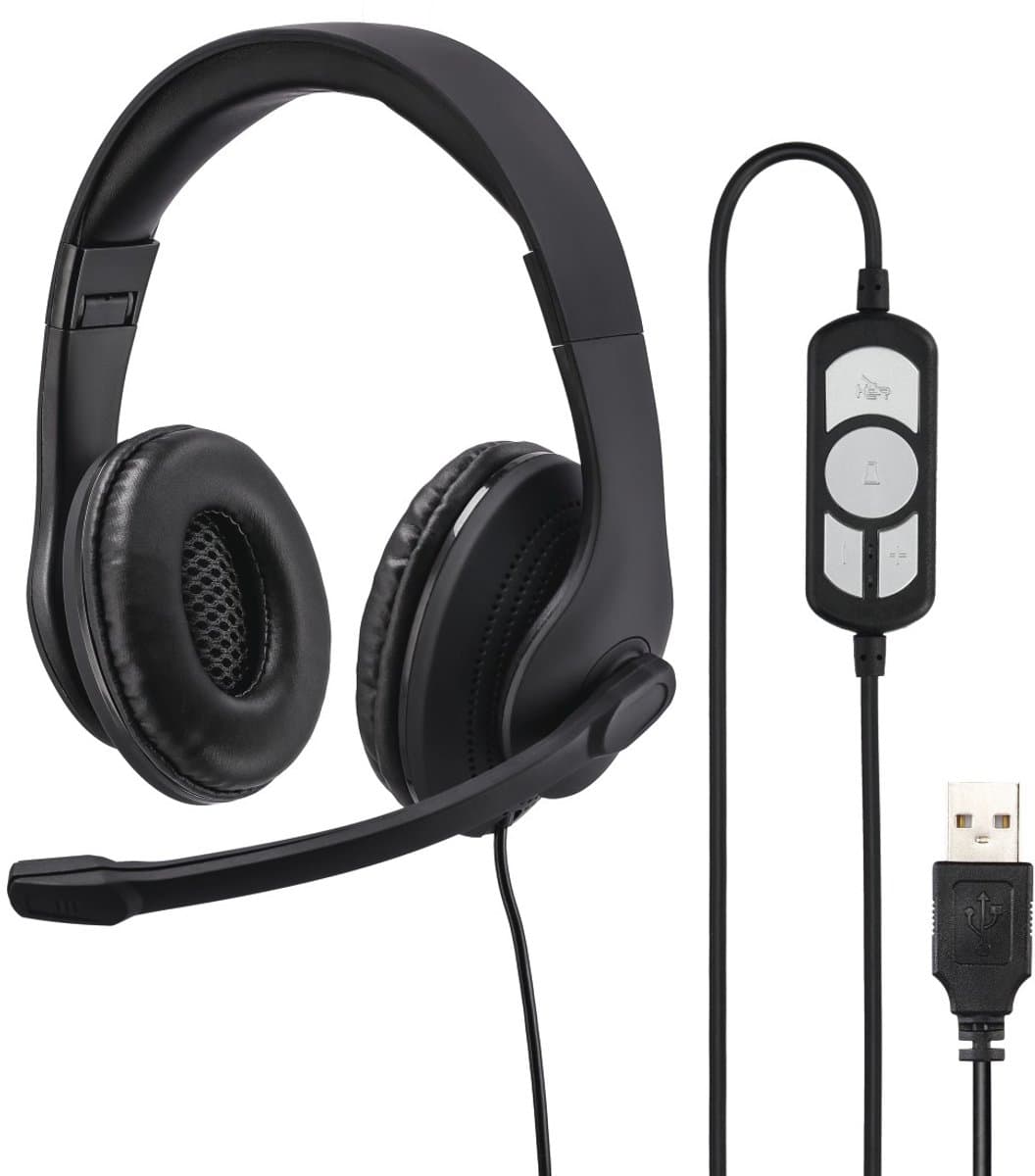 PC-Office-headset HS-USB300, stereo, zwart — afbeelding 1