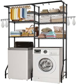 Azomor® Zeslaagse opbergrek voor wasmachine en droger met verstelbare planken — thumbnail 1