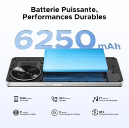 DOOGEE Note59 Pro+ 5G - Mobiele telefoon - Smartphone - 36 GB RAM+ 512 GB ROM - Android 15 - 6,75 in HD+ 120 Hz - 6250mAh/18W - UNISOC T8200 - Camera 50 MP - Face ID - GPS - Wit — thumbnail 5