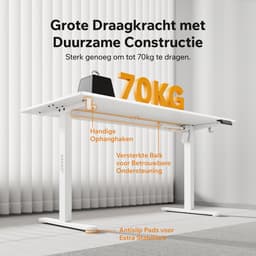 SENSE7 NOJO LIGHT - Zit Sta Bureau - 140 cm x 70 cm - Elektrisch bureau - Verstelbare bureau - Elektrische Hoogteverstelling - Hoogte 72-118 cm - Intelligent Bedieningspaneel - Wit — thumbnail 6