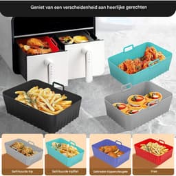 EXCITAT Tweedelig accessoire voor de airfryer - Airfryervormen - Eenvoudig schoon te maken - Wasbaar - Zwart — thumbnail 6