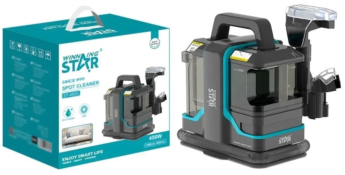 Hennova Tapijtreiniger - Vlekkenreiniger - Meubelreiniger - 240V - Krachtige zuigkracht 11000 PA - Compact en multifunctioneel - 450W - Zwart - 31 x 17 x 35 cm — afbeelding 1