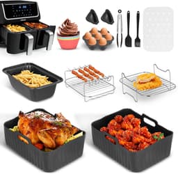 Fubzz Dual Zone Luchtfriteuse Accessoires - 13 delige set - Voor Ninja AF300EU AF400EU Princess Innsky Emerio Devology - 7.6L-9.5L - BPA vrij — thumbnail 1