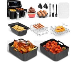 Fubzz Dual Zone Luchtfriteuse Accessoires - 13 delige set - Voor Ninja AF300EU AF400EU Princess Innsky Emerio Devology - 7.6L-9.5L - BPA vrij