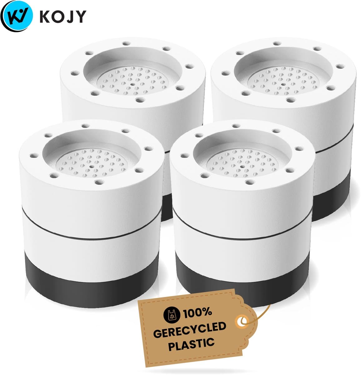 KOJY Wasmachine dempers - Verhoger - Stapelbaar - Zwart/Wit - voor wasmachine en wasdroger - 8 Stuks — afbeelding 1