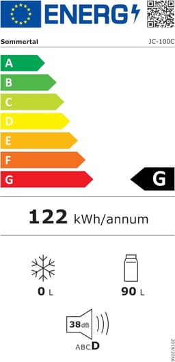 Sommertal koelkast - Stille drankkoelkast met led, touchscreen en slot - Kleine flessenkoelkast - zwart - Energieklasse F — thumbnail 7