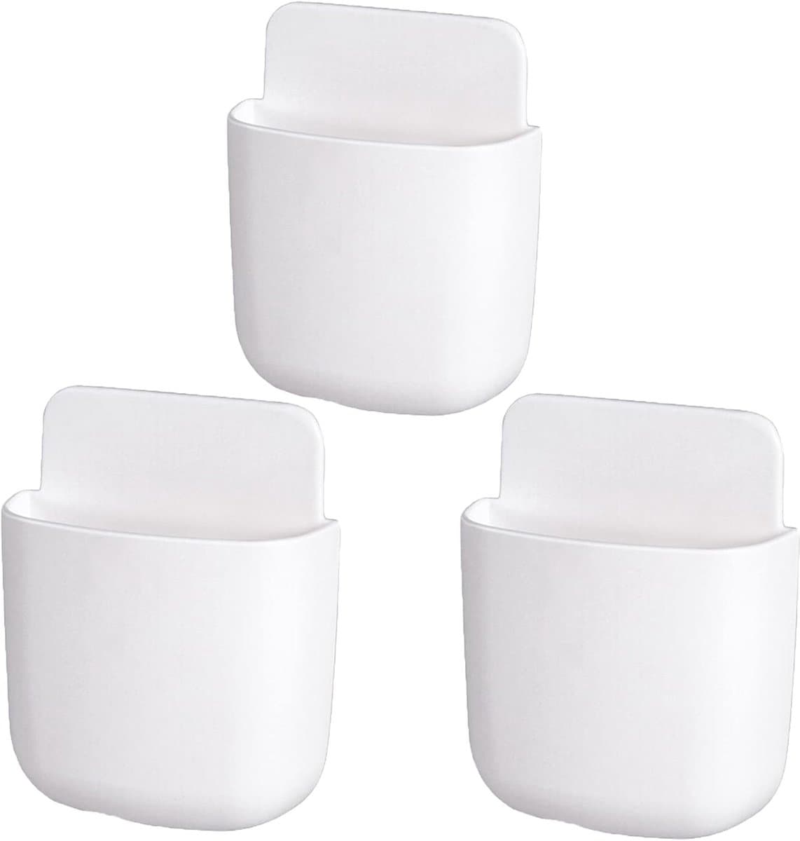 3x Wandgemonteerde opbergrekken - Multifunctionele opbergdozen van ABS, wit - Compact, ruimtebesparend en eenvoudig te installeren — afbeelding 1