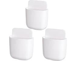 3x Wandgemonteerde opbergrekken - Multifunctionele opbergdozen van ABS, wit - Compact, ruimtebesparend en eenvoudig te installeren