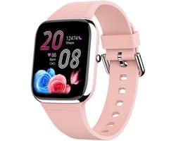 Vitdipy - SmartWatch - Met Bluetooth - Smart watch - Sporthorloge - Stappenteller - Activity Tracker - Stappenteller & Hartslagmeter - Heren & Dames - Roze