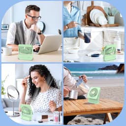 Draagbare USB Mini Ventilator met 3 Snelheden en 2000mAh Batterij - Verstelbaar en Stil voor Thuis en Onderweg — thumbnail 4