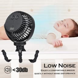 Draagbare Ventilator voor Kinderwagen met LED Licht, Oplaadbaar en Stil — thumbnail 3