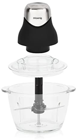 Mini Elektrische Hakker voor Koken en Bereiden van Pesto, Peterselie, Noten en Knoflook - Gegradueerde Glazen Kom 1L en Roestvrijstalen Messen — thumbnail 3