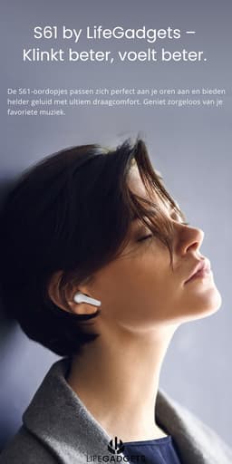 Lifepods s61 draadloze oordopjes - Bluetooth oordopjes - Draadloze oortjes - Oortjes draadloos - Earpods - Sport oordopjes - Geschikt voor Smartphone & Laptop - Wit — thumbnail 5
