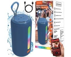 Zenwire Vibe BS-09 - Mini draagbare luidspreker - Bluetooth 5.3 - 26 W met FM-radio - Microfoon - Spatwaterbestendig - IPX4 - TWS - USB-C, - Micro SD-kaartlezer - RGB-achtergrondverlichting - Ingebouwde batterij van 2500 mAh