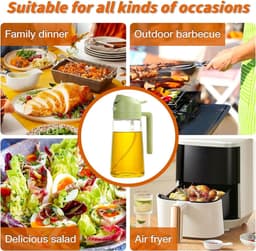 Olieverstuiver - Olieschenker - Olieschenker en sproeier 2 in 1 - Handig - Handmatig openen en sluiten van de schenktuit - Fijne oliespray - Gemakkelijk mee te nemen - Geschikt voor keuken, airfryer, koken, salade, barbecue - Groen — thumbnail 8