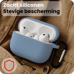 Hoes - Geschikt voor Apple Airpods Pro 3 - Siliconen Hoesje met Clip - Silicone Case Cover - Lichtblauw — thumbnail 4