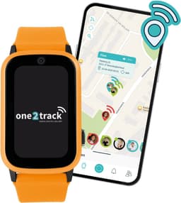 One2track Connect UP oranje | GPS horloge voor kinderen | Bekijk de locatie van je kind. Stel veilige zones in. En videobellen met de leukste smartwatch voor kinderen — thumbnail 2