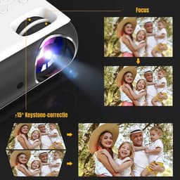 SCH® Draagbare beamer - Beamer - Projector - Mini Beamer - Wit - 24cm x 10cm x 21cm — thumbnail 4