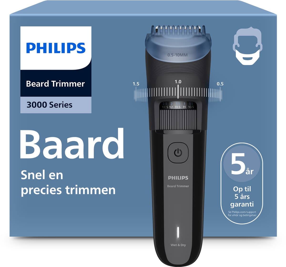 PHILIPS BT3620/15 Philips Series 3000 Baardtrimmer Diepzwart — afbeelding 1