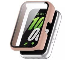Strap-it Hard case hoesje met glazen screen protector - geschikt voor Samsung Galaxy Fit 3 (zalm roze)