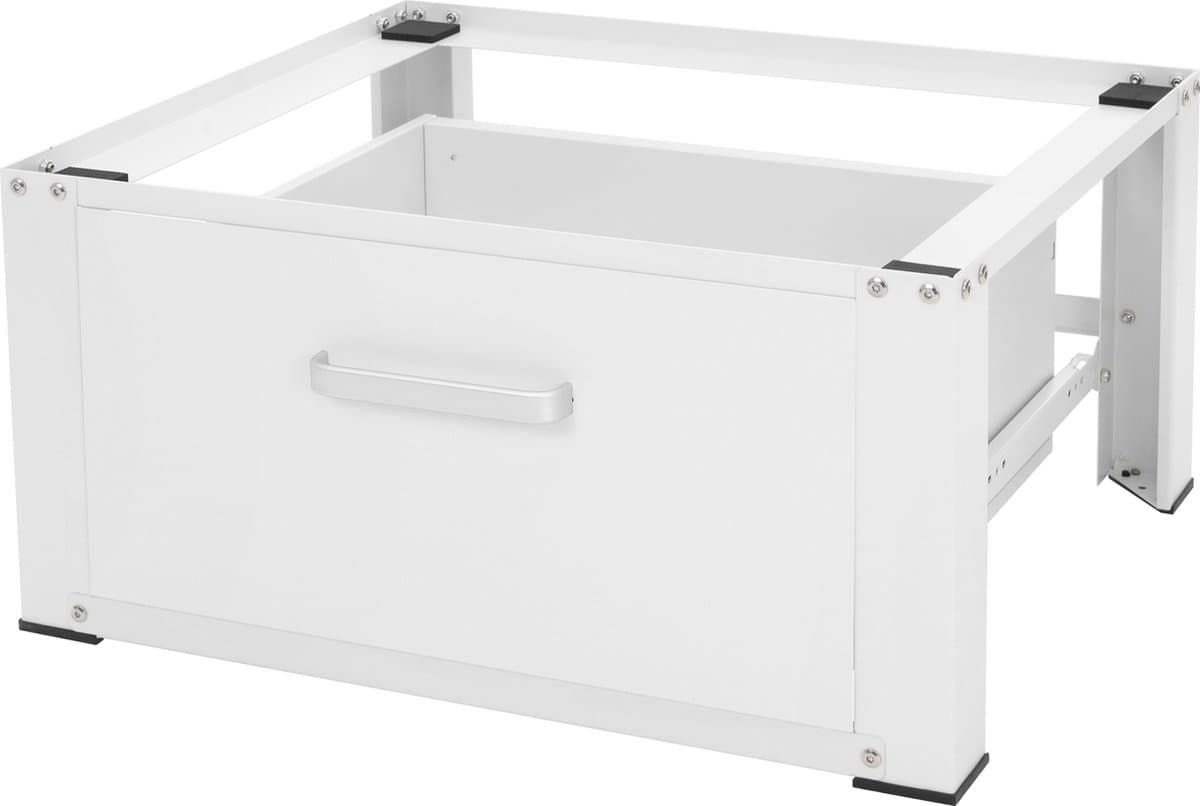 Wasmachine verhoger, Wasmachine Onderstel 63x54x31 cm met lade in wit ML design — afbeelding 1
