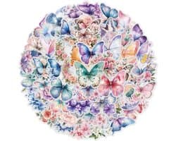 Ainy Betoverende Vlinder PET Stickers 50 stuks voor bullet journal, fotoalbum, laptop, telefoon, waterfles en zelfs als muursticker of geschenksticker. Beloningsstickers / knutselen stickervellen voor kinderen en volwassenen