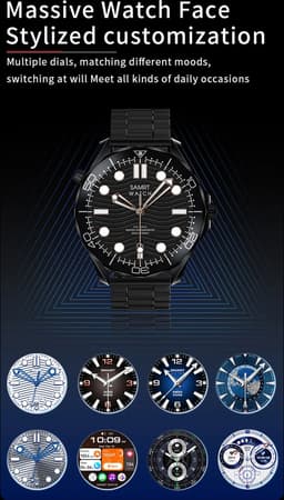 Pro Care Excellent Quality® Smartwatch 1.52 inch Dames Heren - Smartwatches - Bellen - AI Talk - O2 - Bloeddrukmeter - Hartslag - Wireless Laden - Message - Multisport - Slaapmeter - Alu Zilveren Case - RVS Zilveren Band - Gratis TPU Band Groen — thumbnail 3