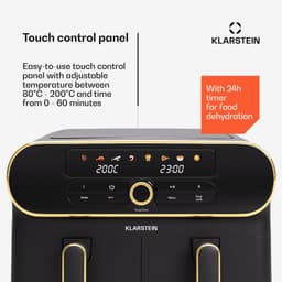Klarstein Airfryer AuraAir Color Touch Heteluchtfriteuse - 2 Compartimenten 11L 1700W - 80-200°C 8 Programma's - voor Keuken - Touch Met BPA-Vrij - Heteluchtoven Frituurpan — thumbnail 7