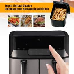 Zylo® Dubbele Airfryer - Heteluchtfriteuse - Duo Airfryer - 9 L - - 35x39x31cm - Zwart — thumbnail 8
