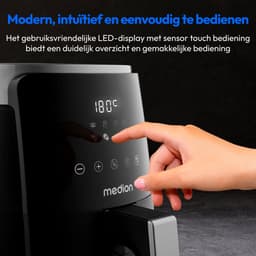 MEDION Airfryer P40 L (4,7 liter, Heteleuchtfriteuse, 1500 watt, eenvoudige bediening, olievrij frituren, 60 min timer, tot 200° C, antiaanbaklaag, MD13030) zwart — thumbnail 7