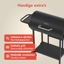 KitchenBrothers 2-in-1 Houtskool BBQ XL - Verstelbare luchtroosters - PFAS Vrij - Dubbele BBQ - Zijtafels - Grillrooster BBQ - Zwart — thumbnail 5