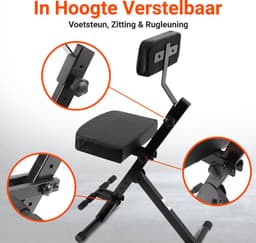 Pyle Gitaarkruk - Draagbaar, aanpasbare Stoelhoogte Voor Volwassenen en Kinderen - Muzikanten Stoel voor Piano/Gitaar/Keyboard - Opvouwbare Drumstoel - Rug-en Voetensteun — thumbnail 3