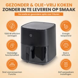 Airfryer 5.5L met Touchscreen – 1450W – 9 Programma’s – Timer & Eigen Instellingen – Heteluchtfriteuse 80ºC-200ºC – Zwart — thumbnail 3