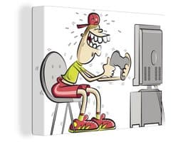 Canvas Schilderij Gamer - Televisie - Console - 120x90 cm - Wanddecoratie