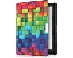 kwmobile e-reader hoesje geschikt voor Kobo Aura Edition 1 hoes - E reader flip case met magnetische sluiting - Ereader cover - Regenboog Kusbussen design in meerkleurig / groen / blauw
