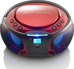 Lenco SCD-550RD - Draagbare radio met Bluetooth® en LED verlichting - Rood — thumbnail 1