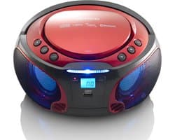 Lenco SCD-550RD - Draagbare radio met Bluetooth® en LED verlichting - Rood