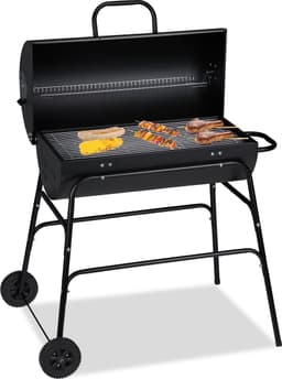 houtskool bbq - met deksel - verstelbare beluchting - stabiel - 96,5 x 103 x 64,5 cm - zwart — thumbnail 1