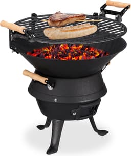 Houtskoolbarbecue - kolenbarbecue - bbq - camping barbecue - gietijzer - zwart — thumbnail 1