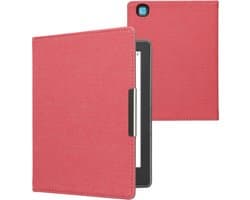 kwmobile e-reader hoesje geschikt voor Kobo Aura H2O Edition 2 hoes - E reader flip case met magneetsluiting - Ereader cover - Denim design in rood