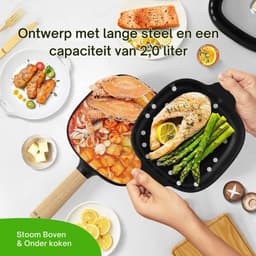 Hotpot Electrisch – Kaasfondue Pan Elektrische Multipan – Multifunctioneel 2L - Chinese Fondue 350/800Watt – Saute Pan – Friteuse – Hete Pan- Stomer – Langzame Kookplaat – Gemakkelijk Schoon te Maken - Zwart — thumbnail 5