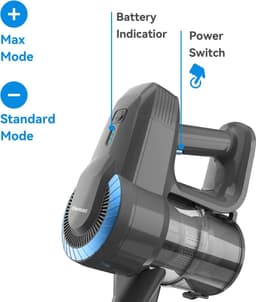 Mercadome® Draadloze steelstofzuiger - Stofzuiger zonder zak - Steelstofzuiger draadloos - 6 in 1 - Meer dan 30 min gebruikstijd - Blauw/Grijs — thumbnail 4