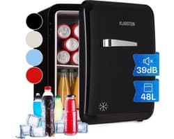 Klarstein koelkast, minikoelkast voor drankjes, kleine koelkast, stille kleine koelkast, huidverzorgingskoelkast, vintage design, campingkoelkast, minikoelkast voor kamers, 0-10°C, 48 liter