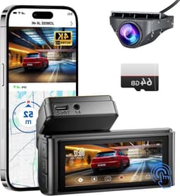 Dual Dashcam - Dashcam Voor Auto 4k - Voor en Achter Camera incl. 64GB SD-kaart – Auto Camera Met Parkeermodus - G-Sensor - App Bediening - Nachtzicht — thumbnail 1