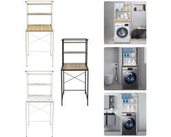 Mygroot - Wasmachine Rek - 3 laags - Robuust - Vochtbestendig - Badkamer organizer - Ruimtebesparend - Staand opbergrek - 69 x 60 x 177 cm - Zwart