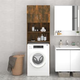 Wasmachine ombouw - Kast - Opbouwmeubel - Verhoger - Wasmachine meubel - Opbergkast - Hout - Gerookt Eiken — thumbnail 4