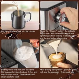 Espressomachine - LCD Touch - Incl. Melkopschuimer - Koffie 3 -1 - Espresso - Cappuccino - Latte — thumbnail 4