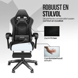 Avalo Gaming Stoel - Gamestoel Ergonomisch Verstelbaar - Bureaustoel - Gaming Chair voor Bureau - Zwart — thumbnail 3