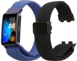 kwmobile 2x smartwatch polsband geschikt voor Huawei Band 10 / 9 / 8 bandje - Horlogeband met magneetsluiting - Sporthorloge band in zwart / blauw
